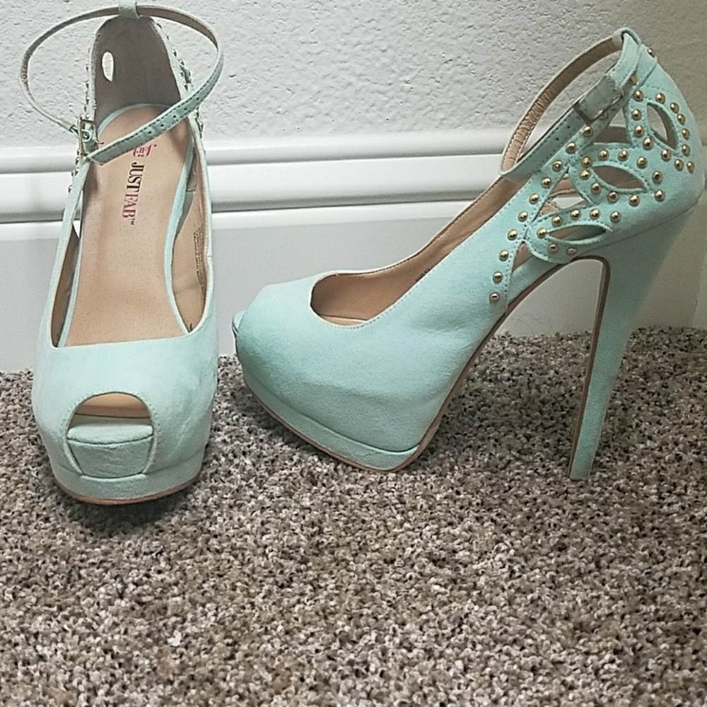 Mint green high heels